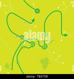 Vector illustration. Seamless illustration of two roads in a map. Stock Vector