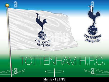 Tottenham HFC flag and symbol, british football team, vector illustration Stock Photo