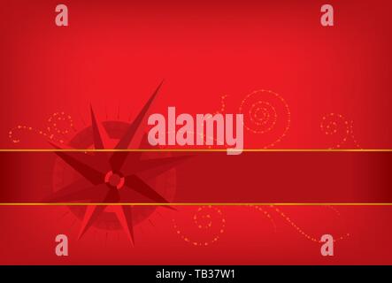 Vector illustration. Compass background in red tones with copy space. Stock Vector