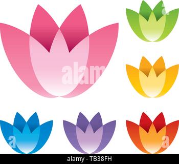Vector illustration. Flower icon versions in six soft colors. Stock Vector