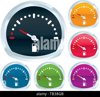 Vector illustration. Fuel gauge symbol with different colors and levels. Stock Vector