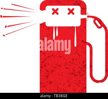 Vector illustration. Concept of gas crisis. Gas pump in breakdown. Stock Vector