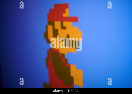 Closeup on retro 8 bit Super Mario - character of Nintendo platform ...