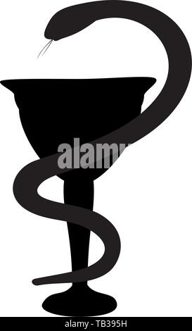 Symbol medicine snake bowl silhouette Stock Vector