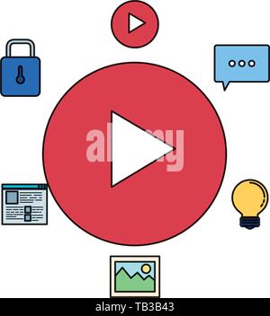 media player button and social marketing Stock Vector