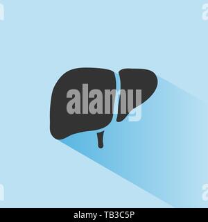 Liver icon with shade on blue background. Vector illustration Stock Vector