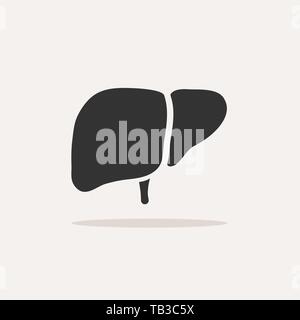 Liver icon with shadow on beige background. Vector illustration Stock Vector