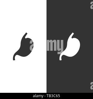 Stomach icon on black and white background. Vector illustration Stock Vector