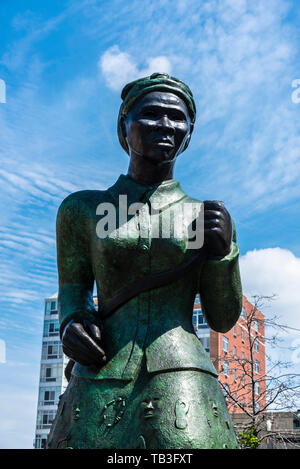 New York City, USA - July 31, 2018: Statue of Harriet Tubman, activist in the struggle for women's suffrage and abolitionist, in the Harlem neighborho Stock Photo