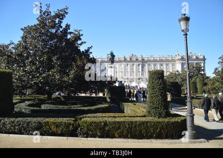 Monument To Felipe IV In The Gardens Of The Plaza De Oriente In Madrid. December 7, 2013. Madrid, Spain. Street Photography, History. Stock Photo