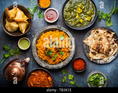 Authentic Indian dishes and snacks Stock Photo