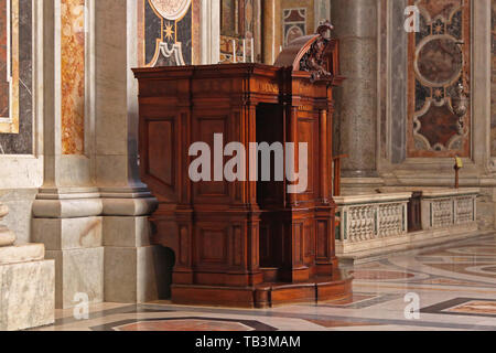 Vatican - October 26, 2009: Confession Booth in St Peter Cathedral in Vatican City. Stock Photo