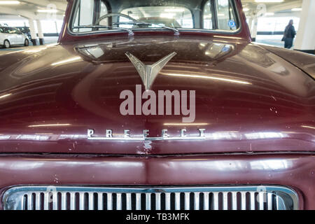 Bonnet of a 1950s Ford Perfect vintage car. Stock Photo