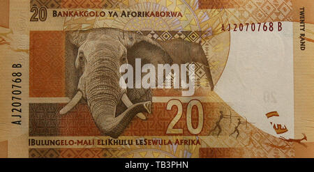 Currency, South Africa, Banknote, Twenty Rand Stock Photo