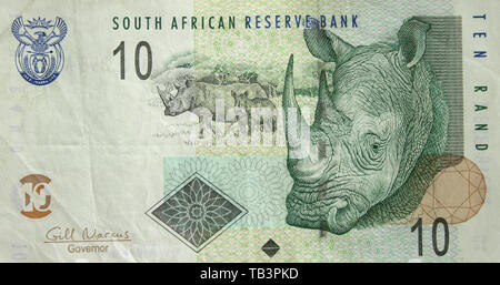 Currency, South Africa, Banknote, Ten Rand Stock Photo