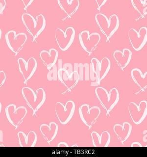 Grunge heart seamless pattern. Valentine day print. Vector illustration. Stock Vector