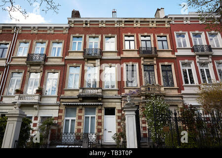 03.04.2019, Brussels, Brussels, Belgium - Historical houses in the centre of Brussels. The terraced houses are built in Victorian style. 00R190403D144 Stock Photo