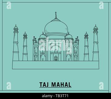 Taj mahal.hand drawn sketch Stock Vector