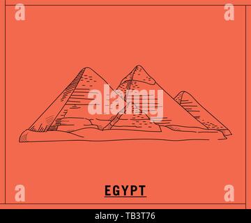 Pyramid egypt.hand drawn sketch Stock Vector