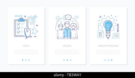 Education - set of line design style vertical web banners Stock Vector