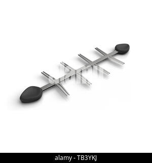 skewer with transversals stainless steel and mini skewers Stock Photo