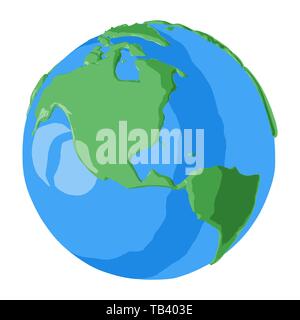 USA and Canada on western hemisphere of cartoon globe illustration for 3D poster or glossy icon Stock Vector