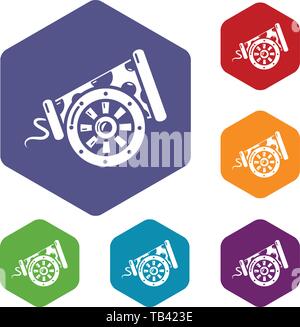 Big gun icons vector hexahedron Stock Vector