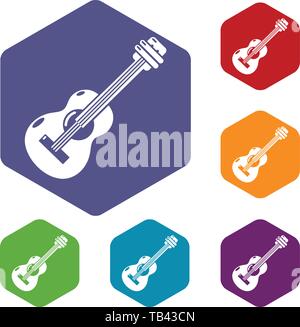 Guitar icons vector hexahedron Stock Vector