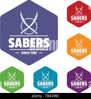Saber icons vector hexahedron Stock Vector
