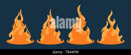 Bonfire icon set. Design element Stock Vector