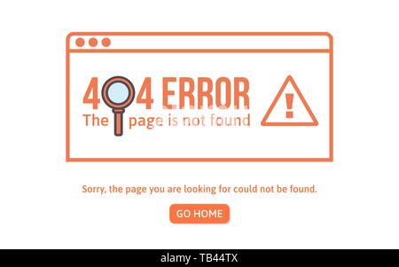404 error design template. 404 page is not found concept linear style. Page is lost. Website design error. Vector illustration. Stock Vector