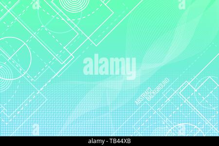 Abstract background. Random white lines and shapes. Geometric backdrop. Trendy gradient background. Circles and waves. Vector illustration. Stock Vector