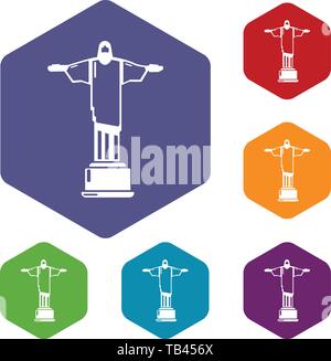 Cristo redentor icons vector hexahedron Stock Vector