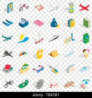 Funny icons set, isometric style Stock Vector