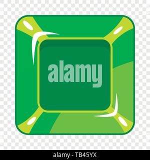 Square green button icon, cartoon style Stock Vector