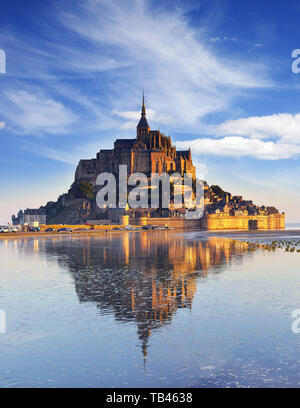 Mont St Michel Dawn France Stock Photo