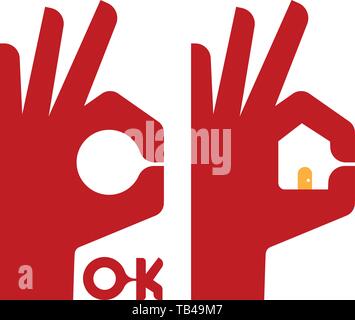 Vector illustration. Hand icon for real estate purposes. Flat and simple. Stock Vector