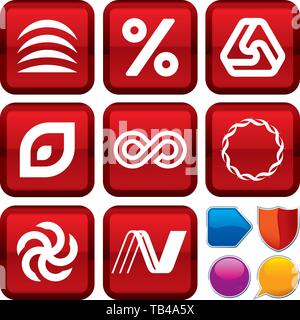 Vector illustration. Set of geometry icons on square buttons. Geometric style. Stock Vector