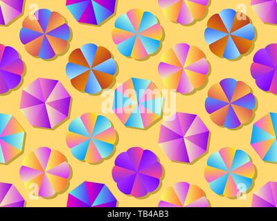 Beach umbrellas seamless pattern with colorful gradient. Summer background. Vector illustration Stock Vector