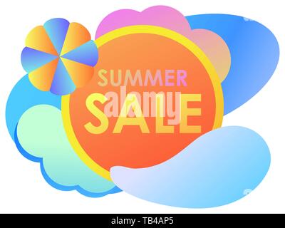 Summer sale liquid abstract shapes. Gradient colorful fluid shapes isolated on white background. Vector illustration Stock Vector
