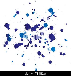 Vector illustration. Texture of blue ink drops unsorted on blank paper. Stock Vector