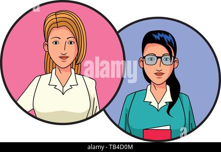 businesswomen avatar profile picture in round icons Stock Vector