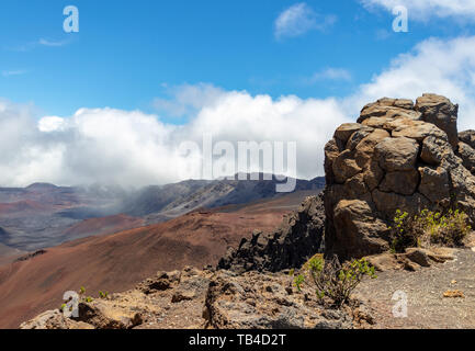 Looking over the crater at Haleakala National Park Stock Photo