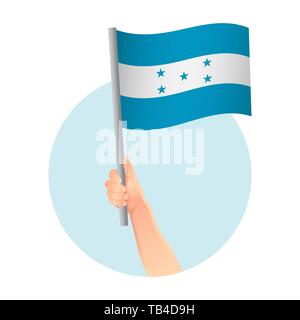 Honduras flag in hand. Patriotic background. National flag of Honduras  illustration Stock Photo