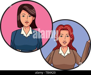 businesswomen avatar profile picture in round icons Stock Vector