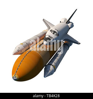 Space Shuttle Launch isolated on White Background. 3d illustration ...