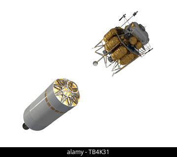 Crew Exploration Vehicle Launch Isolated On White Background. 3D Illustration. Stock Photo