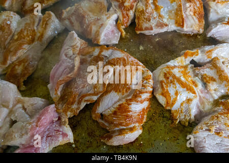 grilled pork fillet with onion Stock Photo