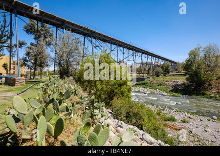 Puente de Fierro or Iron Bridge is a Gustave Eiffel designed bridge over the Chili River in Arequipa, Peru Stock Photo