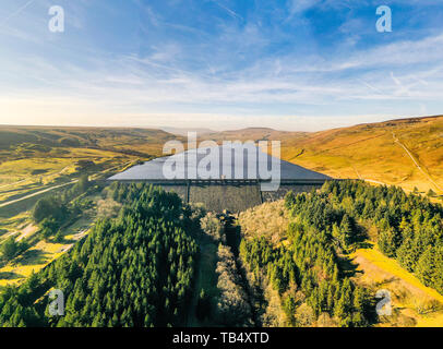 Aerial view of Scar House Reservoir near Pately Bridge, North Yorkshire, UK Stock Photo